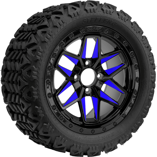 SGC 14 " Blue Widow Wheel - Aluminum Alloy / STEELENG 23 "x10 "-14 " All Terrain Tire DOT Approved Tires Combo - Set of 4