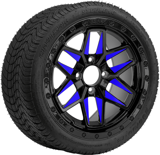 SGC 14 " Blue Widow Wheel - Aluminum Alloy / STEELENG 23 "x10.5 "-14 " STINGER AT Tire DOT Approved Tires Combo - Set of 4