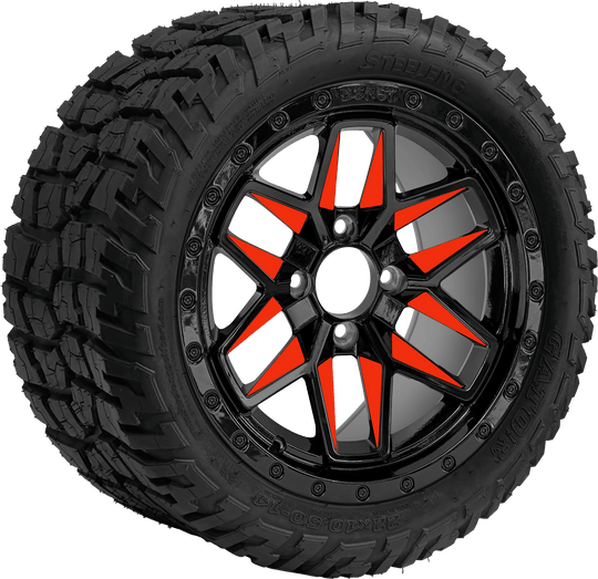 SGC 14 " Orange Widow Wheel - Aluminum Alloy / STEELENG 22 "x10.5 "-14 " GATOR All Terrain DOT Approved Tires Combo - Set of 4