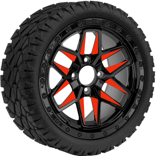 SGC 14 " Orange Widow Wheel - Aluminum Alloy / STEELENG 23 "x10 "-14 " All Terrain Tire DOT Approved Tires Combo - Set of 4