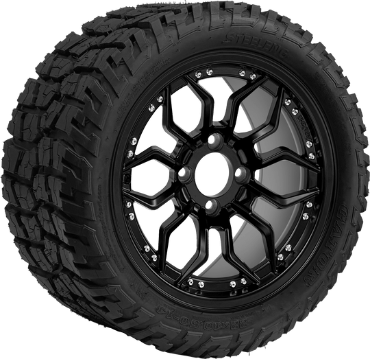 SGC 14 " Scorpion Matte Black Wheel - Aluminum Alloy / STEELENG 22 "x10.5 "-14 " GATOR All Terrain DOT Approved Tires Combo - Set of 4