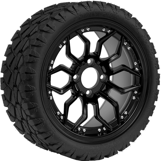SGC 14 " Scorpion Matte Black Wheel - Aluminum Alloy / STEELENG 23 "x10 "-14 " All Terrain Tire DOT Approved Tires Combo - Set of 4