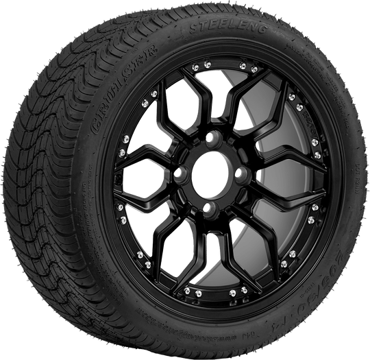 SGC 14 " Scorpion Matte Black Wheel - Aluminum Alloy / STEELENG 205/30-14 Low Profile Tire DOT Approved Tires Combo - Set of 4