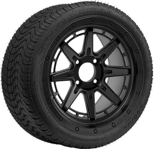 SGC 14 " Wolverine Matte Black Wheel - Aluminum Alloy / STEELENG 205/30-14 Low Profile Tire DOT Approved Tires Combo - Set of 4