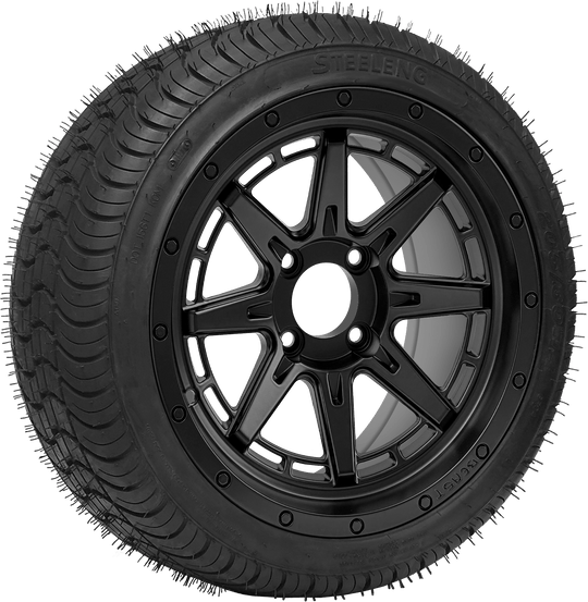 SGC 14 " Wolverine Matte Black Wheel - Aluminum Alloy / STEELENG 205/30-14 QH Low Profile Tire DOT Approved Tires Combo - Set of 4