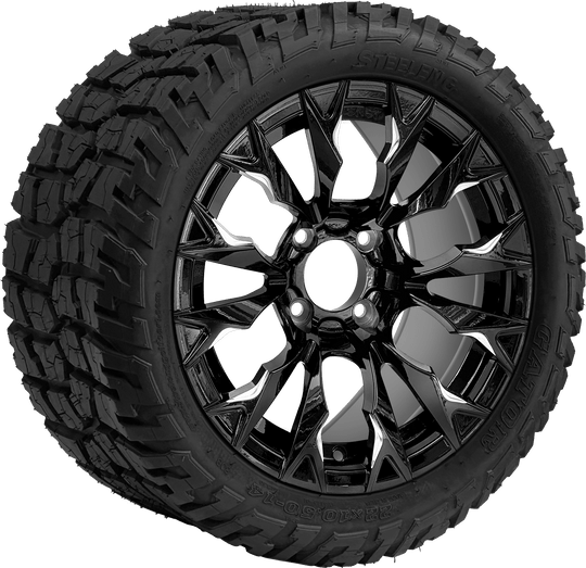 SGC 14 " Goblin Machined Black Wheel - Aluminum Alloy / STEELENG 22 "x10.5 "-14 " GATOR All Terrain DOT Approved Tires Combo - Set of 4
