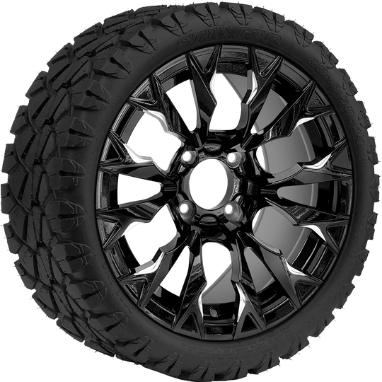SGC 14 " Goblin Machined Black Wheel - Aluminum Alloy / STEELENG 20 "x8.5 "-14 " STINGER AT Tire DOT Approved Tires Combo - Set of 4