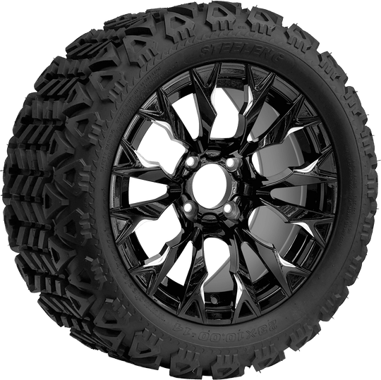 SGC 14 " Goblin Machined Black Wheel / STEELENG 23 "x10 "-14 " All Terrain Tire DOT Approved Tires Combo - Set of 4