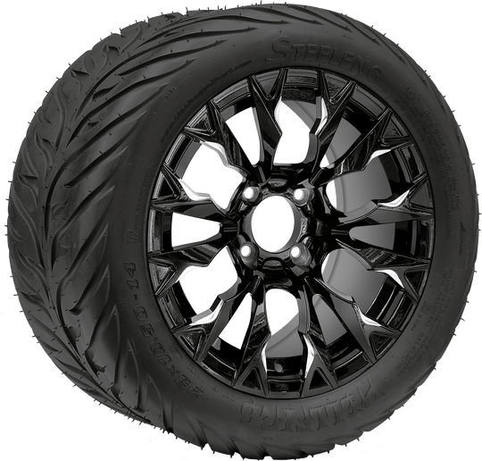 SGC 14 " Goblin Machined Black Wheel / STEELENG 23 "x10.5 "-14 " HELLFIRE All Terrain DOT Approved Tires Combo - Set of 4