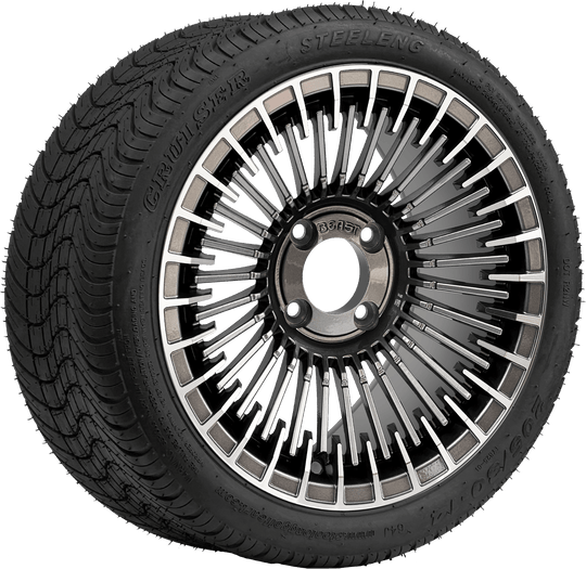 SGC 14 " Piranha Machined Gunmetal Wheel / STEELENG 205/30-14 Low Profile Tire DOT Approved Tires Combo - Set of 4