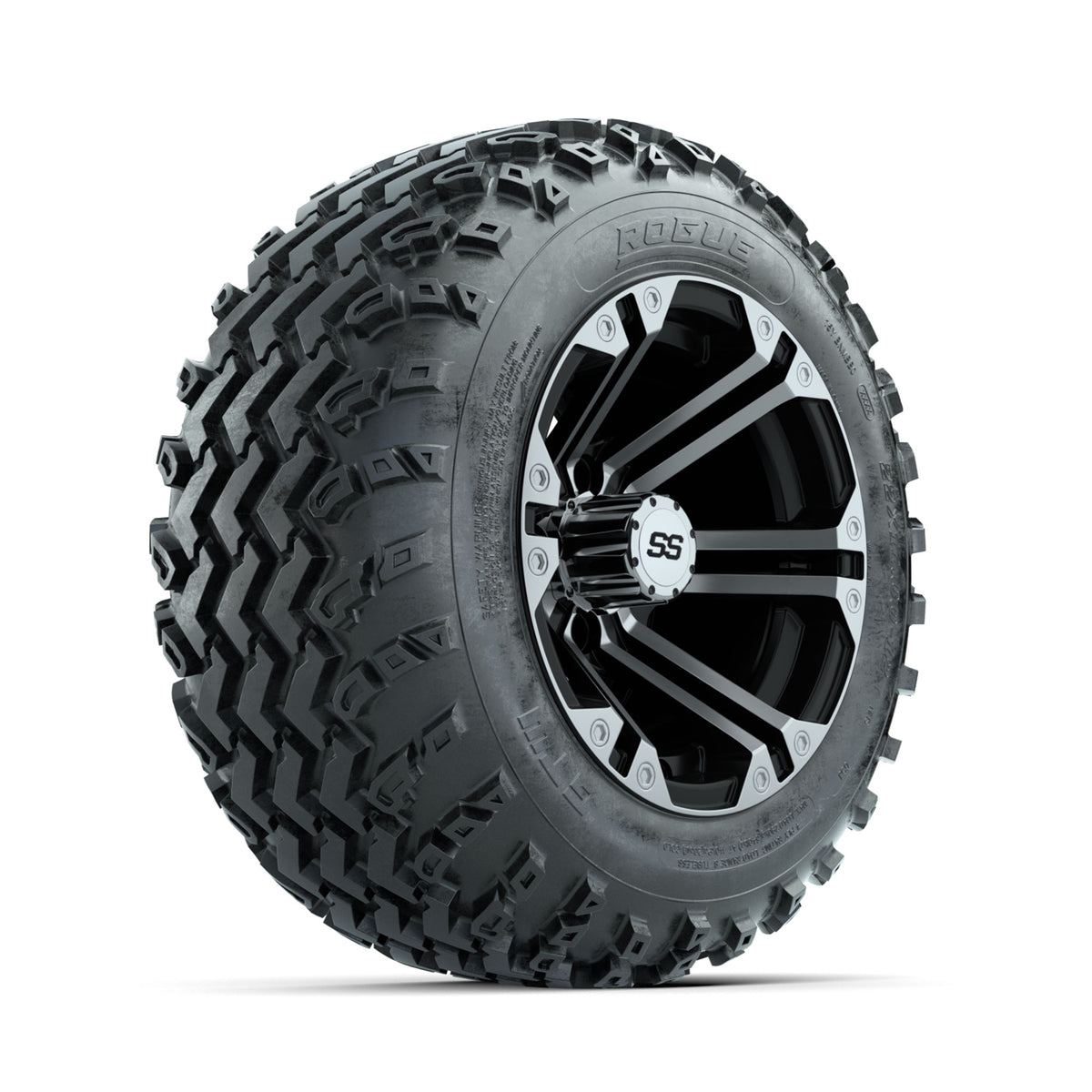 GTW Specter Machined/Black 12 in Wheels with 22x11.00-12 Rogue All Terrain Tires ‚Äì Full Set
