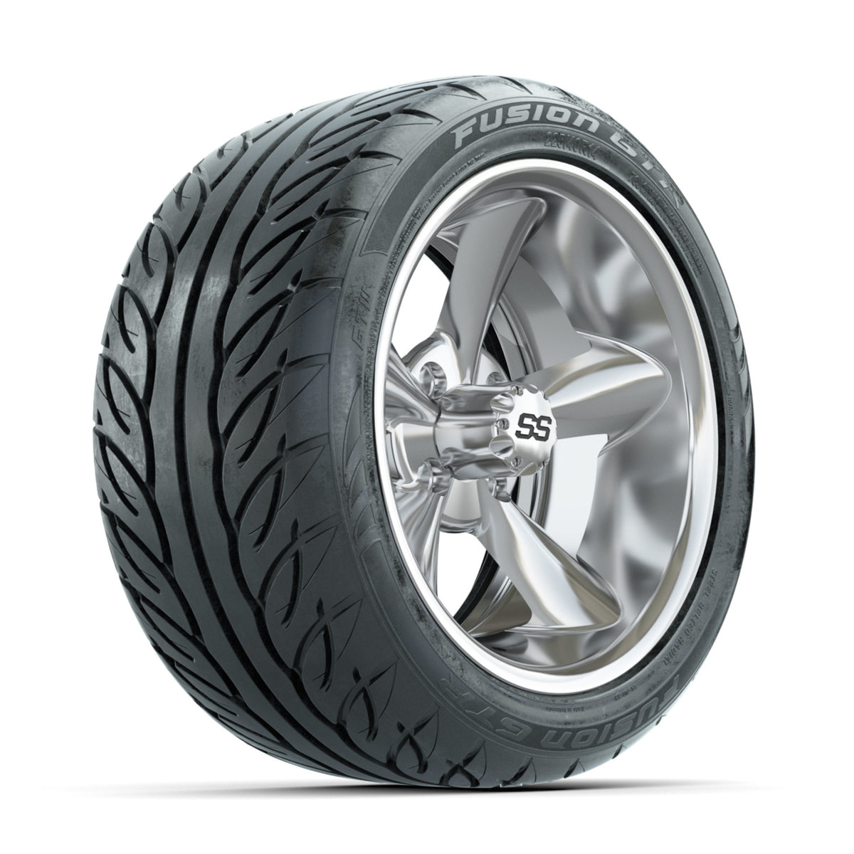 GTW Godfather Chrome 14 in Wheels with 225/40-R14 Fusion GTR Street Tires ‚Äì Full Set