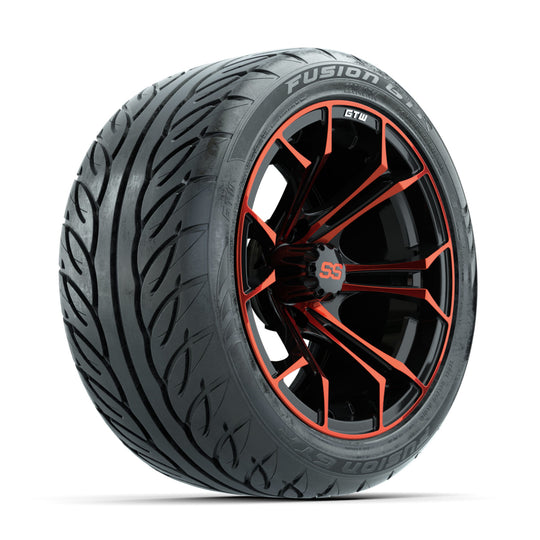 GTW Spyder Red/Black 14 in Wheels with 225/40-R14 Fusion GTR Street Tires ‚Äì Full Set