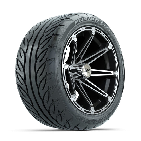 GTW Element Machined/Black 14 in Wheels with 225/40-R14 Fusion GTR Street Tires ‚Äì Full Set