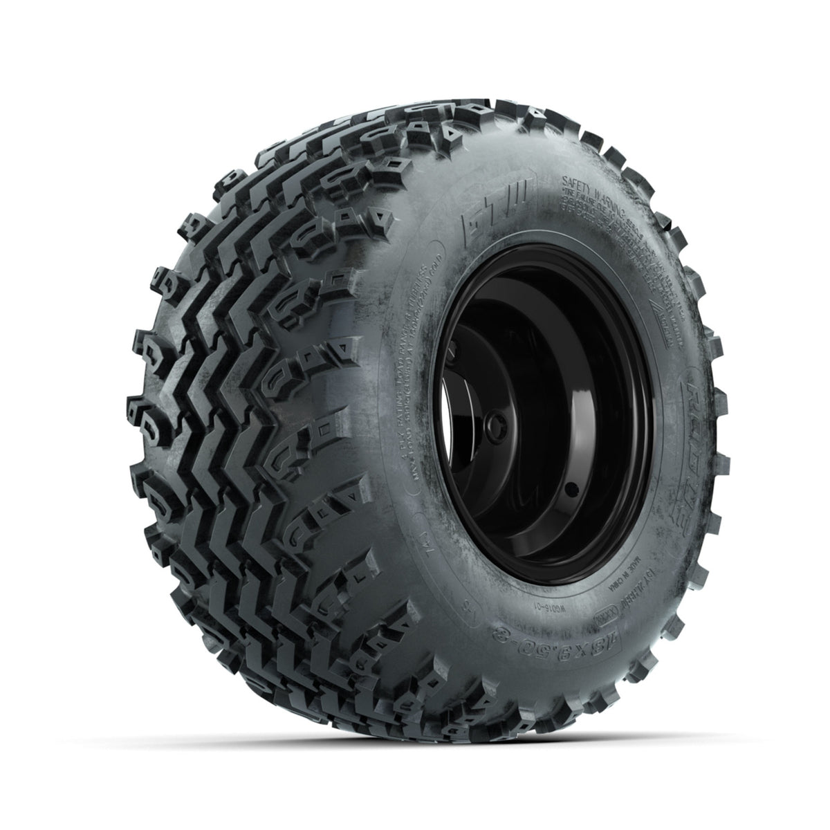 GTW Steel Gloss Black Centered 8 in Wheels with 18x9.50-8 Rogue All Terrain Tires ‚Äì Full Set