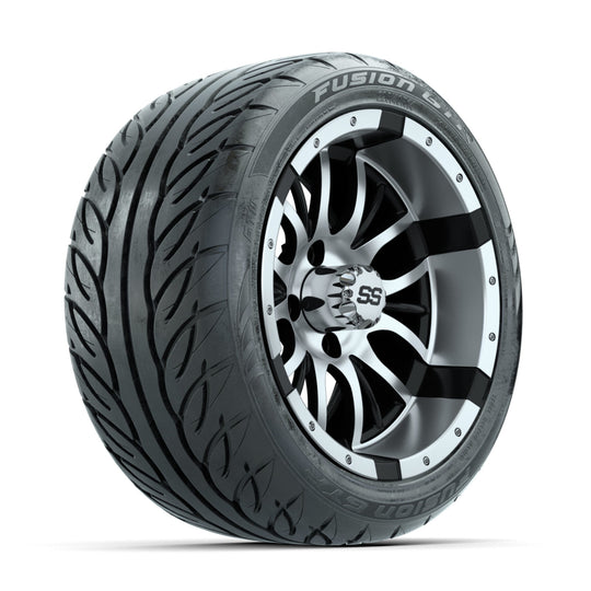 GTW Diesel Machined/Black 14 in Wheels with 225/40-R14 Fusion GTR Street Tires ‚Äì Full Set