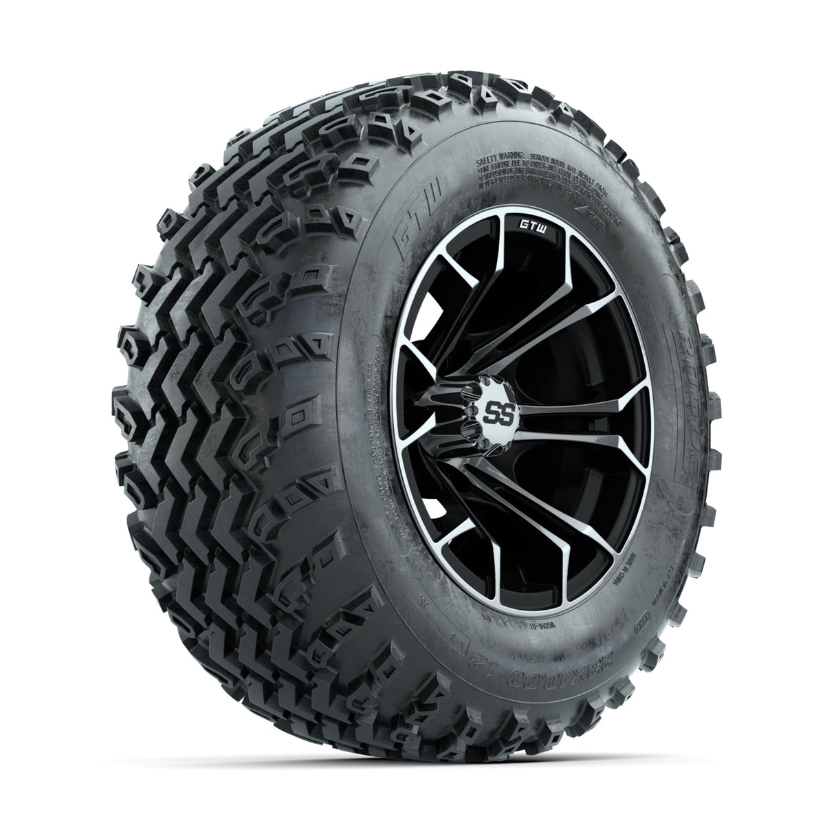 GTW Spyder Machined/Black 12 in Wheels with 23x10.00-12 Rogue All Terrain Tires ‚Äì Full Set