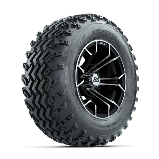 GTW Spyder Machined/Black 12 in Wheels with 23x10.00-12 Rogue All Terrain Tires ‚Äì Full Set