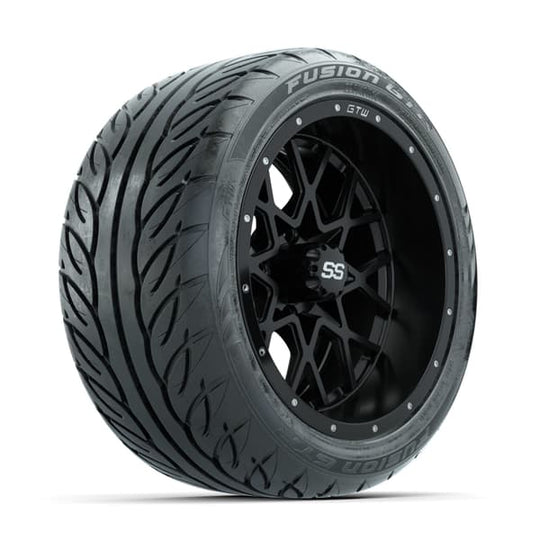 GTW Vortex Matte Black 14 in Wheels with 225/40-R14 Fusion GTR Street Tires ‚Äì Full Set