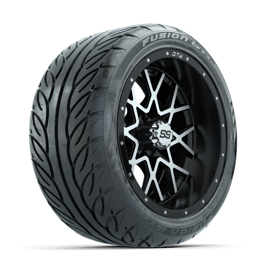 GTW Vortex Machined/Matte Black 14 in Wheels with 225/40-R14 Fusion GTR Street Tires ‚Äì Full Set