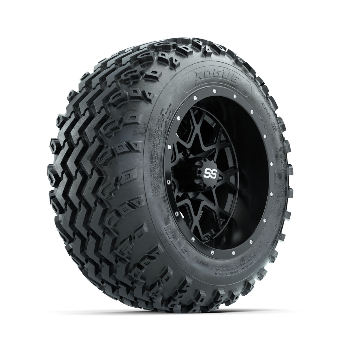 GTW Vortex Matte Black 12 in Wheels with 22x11.00-12 Rogue All Terrain Tires ‚Äì Full Set