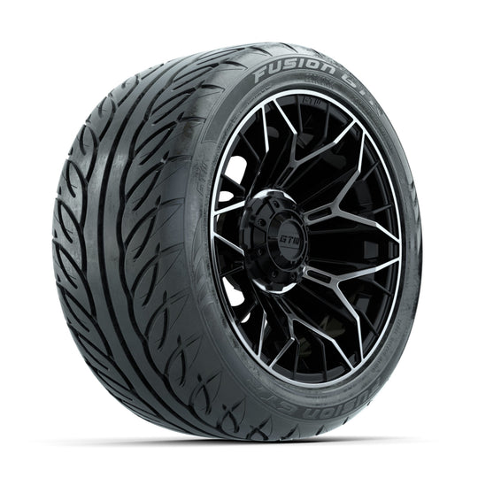 GTW Stellar Machined/Black 14 in Wheels with 225/40-R14 Fusion GTR Street Tires ‚Äì Full Set