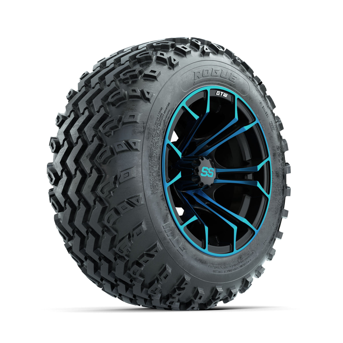 GTW Spyder Blue/Black 12 in Wheels with 22x11.00-12 Rogue All Terrain Tires ‚Äì Full Set