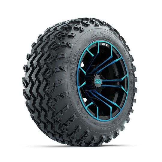 GTW Spyder Blue/Black 12 in Wheels with 22x11.00-12 Rogue All Terrain Tires ‚Äì Full Set