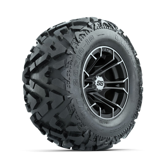 GTW Spyder Machined/Matte Grey 10 in Wheels with 20x10-10 Barrage Mud Tires ‚Äì Full Set
