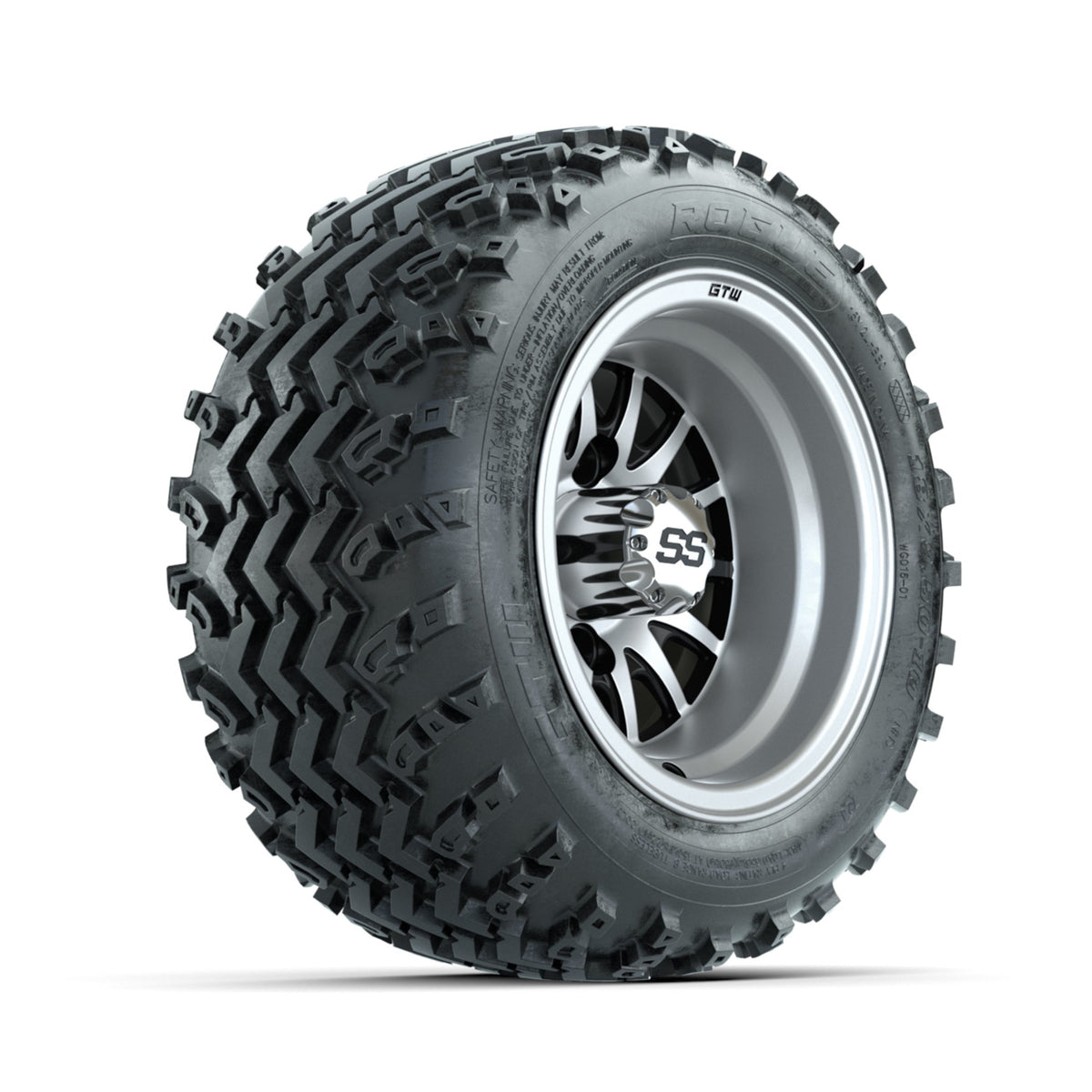 GTW Medusa Machined/Black 10 in Wheels with 18x9.50-10 Rogue All Terrain Tires ‚Äì Full Set