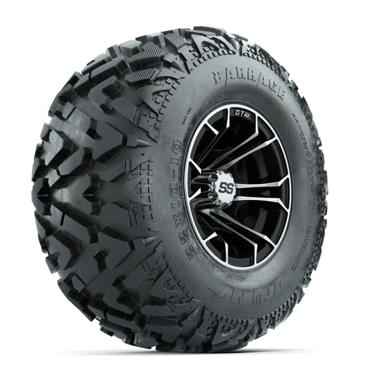 GTW Spyder Machined/Black 10 in Wheels with 22x10-10 Barrage Mud Tires ‚Äì Full Set
