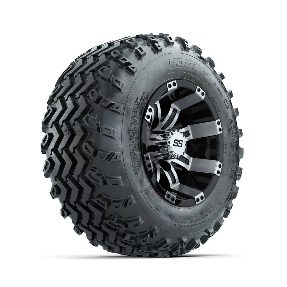 GTW Tempest Machined/Black 10 in Wheels with 20x10.00-10 Rogue All Terrain Tires ‚Äì Full Set