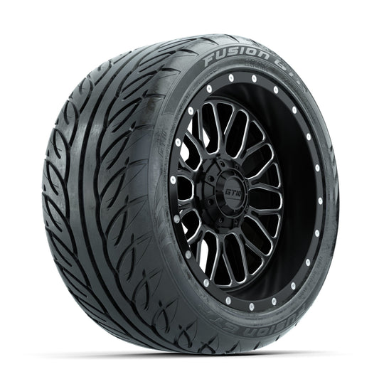 GTW Helix Machined/Black 14 in Wheels with 225/40-R14 Fusion GTR Street Tires ‚Äì Full Set
