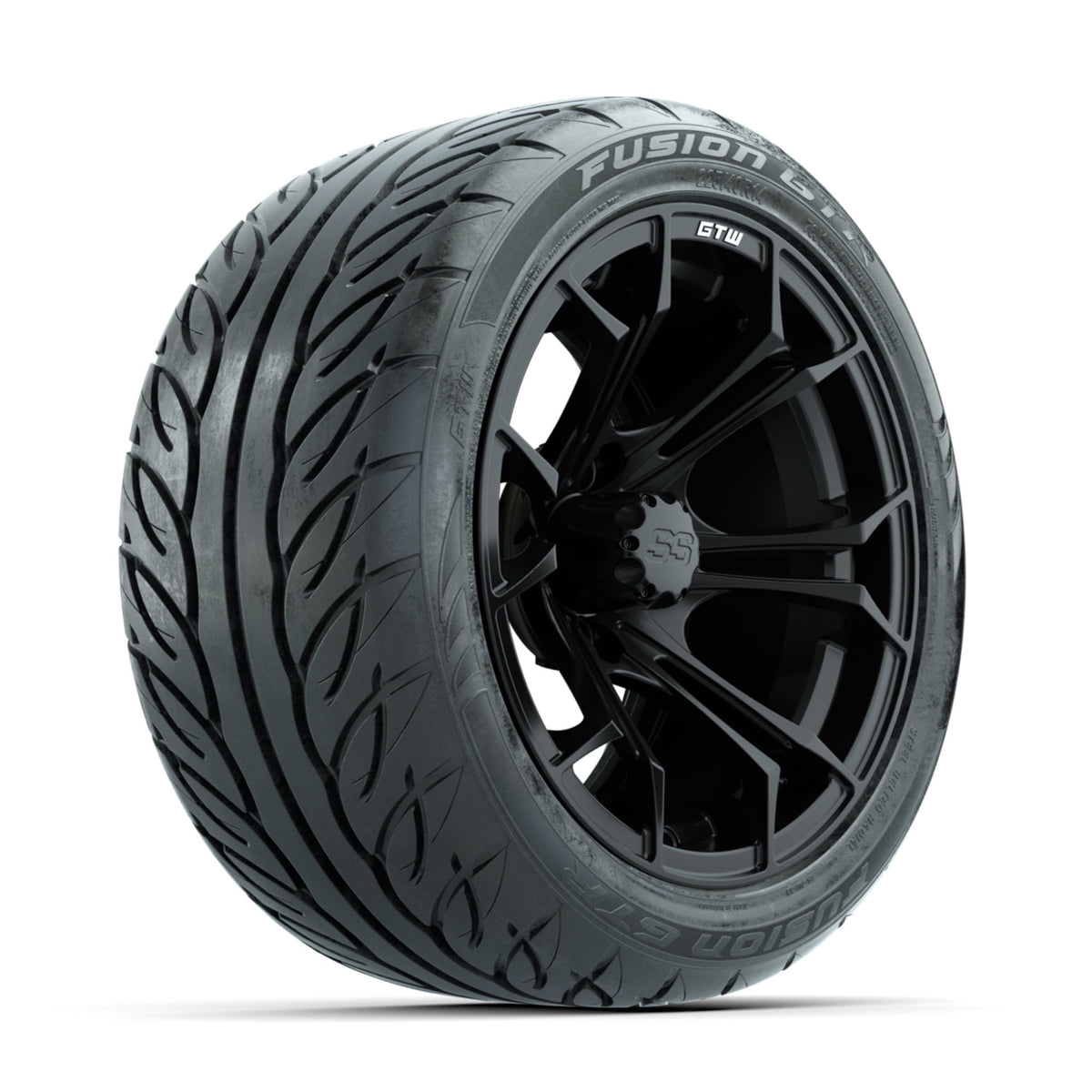 GTW Spyder Matte Black 14 in Wheels with 225/40-R14 Fusion GTR Street Tires ‚Äì Full Set