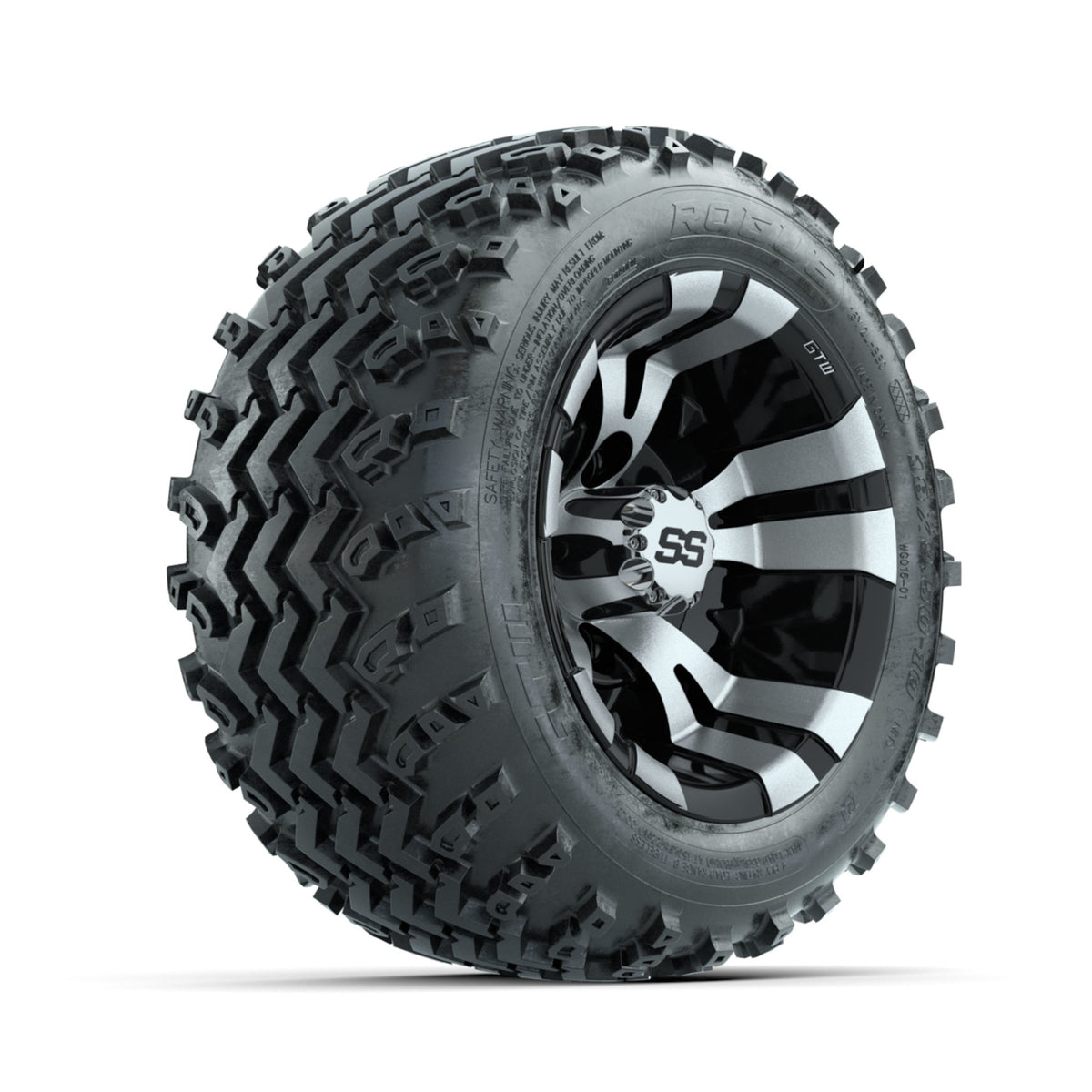 GTW Vampire Machined/Black 10 in Wheels with 18x9.50-10 Rogue All Terrain Tires ‚Äì Full Set
