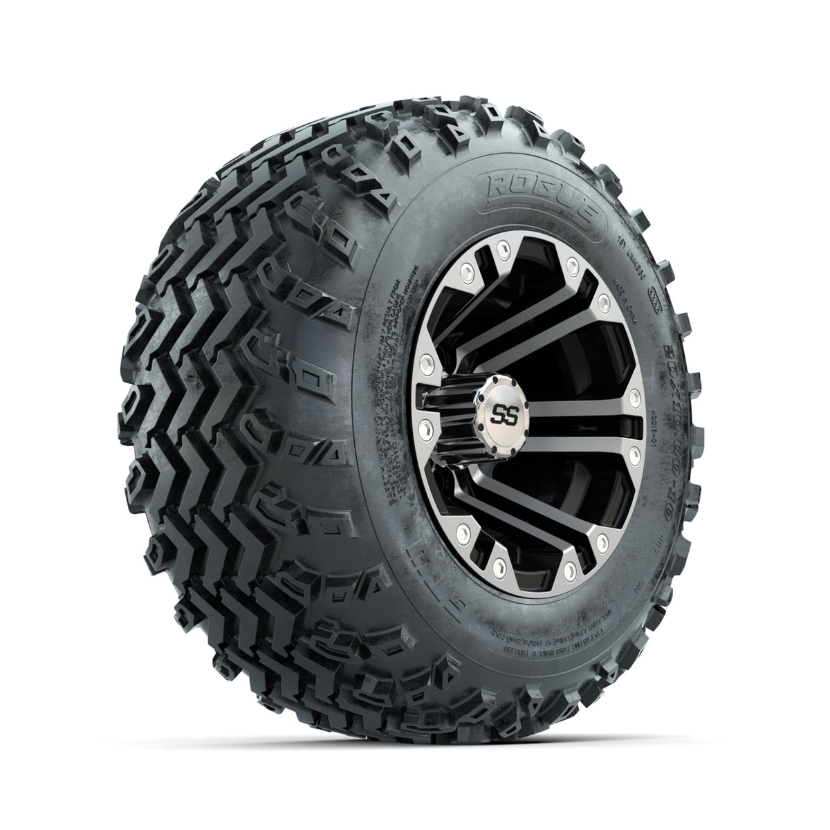 GTW Specter Machined/Black 10 in Wheels with 20x10.00-10 Rogue All Terrain Tires ‚Äì Full Set