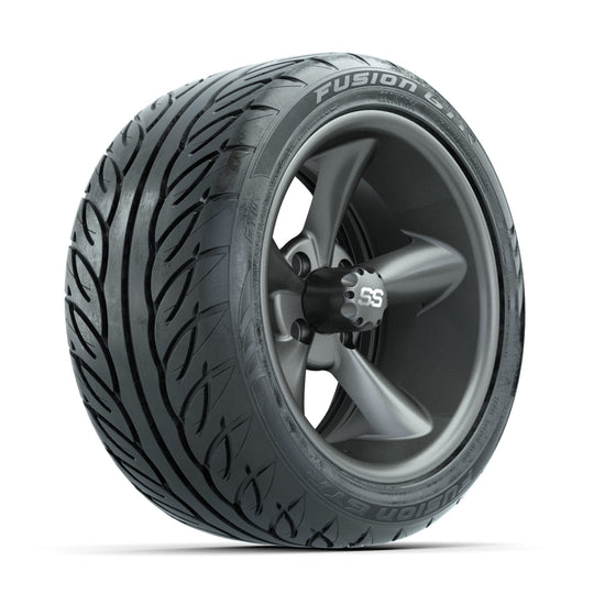 GTW Godfather Matte Grey 14 in Wheels with 225/40-R14 Fusion GTR Street Tires ‚Äì Full Set