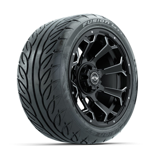 GTW Raven Off-Road Matte Black/Ball Milled 14 in Wheels with 225/40-R14 Fusion GTR Street Tires ‚Äì Full Set