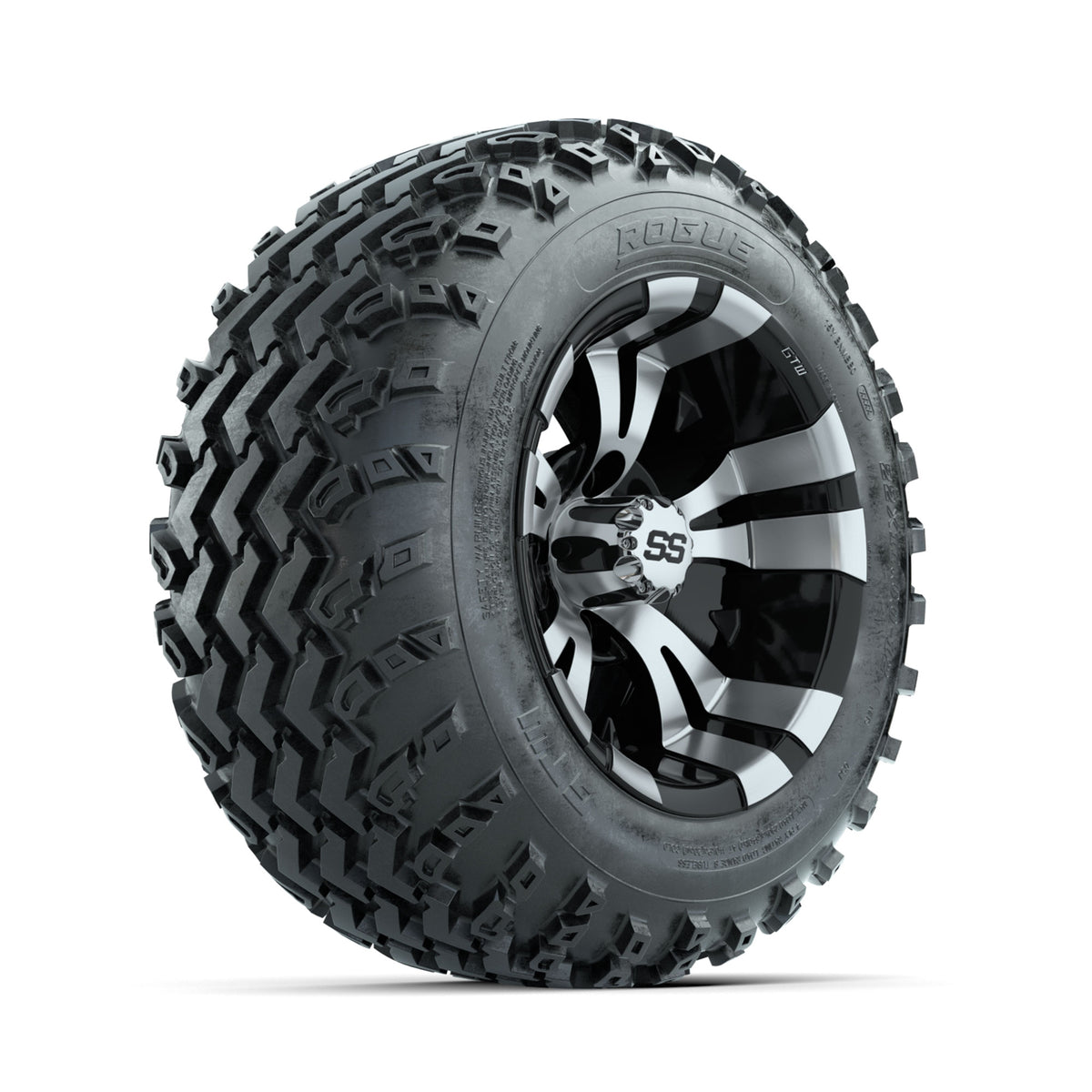 GTW Vampire Machined/Black 12 in Wheels with 22x11.00-12 Rogue All Terrain Tires ‚Äì Full Set