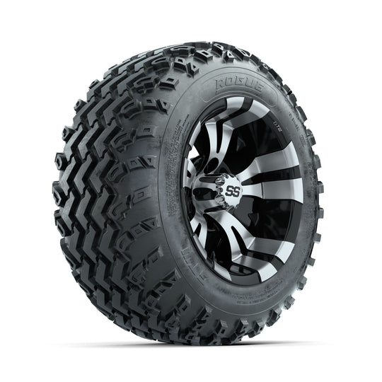 GTW Vampire Machined/Black 12 in Wheels with 22x11.00-12 Rogue All Terrain Tires ‚Äì Full Set