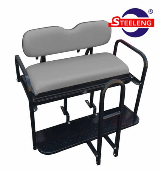 Rear Flip Seat For YAMAHA G29 (Drive) Model Golf Cart (Sandstone Cushion w/t Grab Bar Attachment)