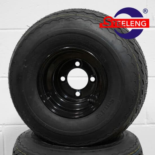 SGC Black Steel Wheels / 18"x8.5"-8" Sawtooth Pattern Tires Tires Combo - Set of 4