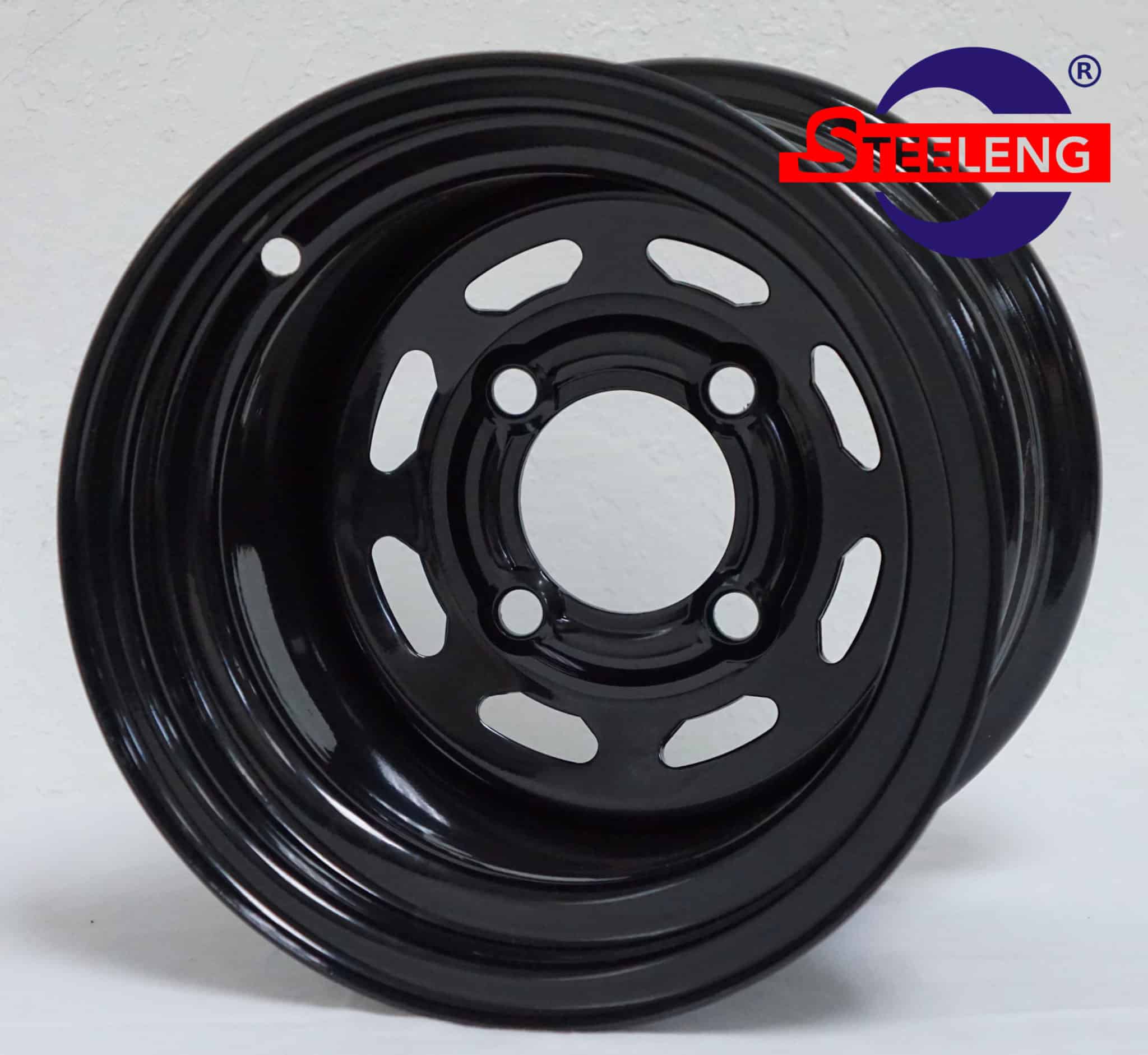10″ Steel Wheel – Black – Slotted - SW1001