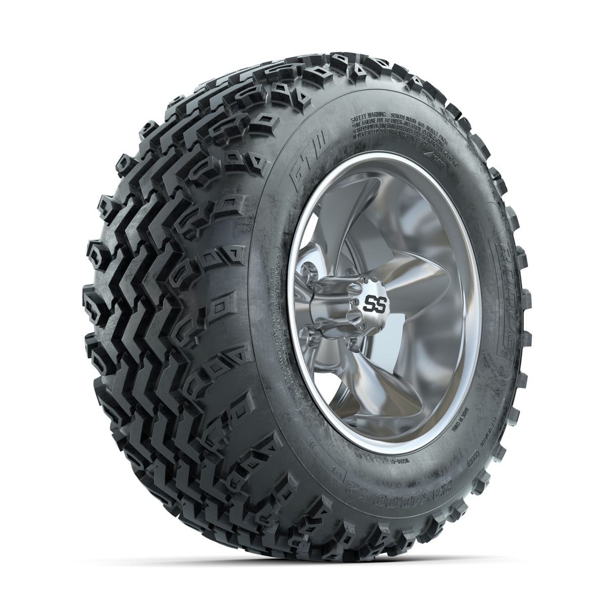 GTW Godfather Chrome 12 in Wheels with 23x10.00-12 Rogue All Terrain Tires ‚Äì Full Set