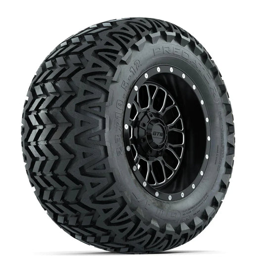 Set of (4) 12 in GTW¬Æ Helix Machined & Black Wheels with 23x10.5-12 Predator All-Terrain Tires