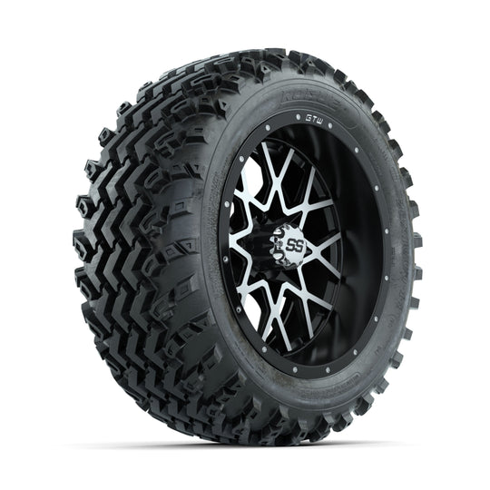 GTW Vortex Machined/Matte Black 14 in Wheels with 23x10.00-14 Rogue All Terrain Tires ‚Äì Full Set