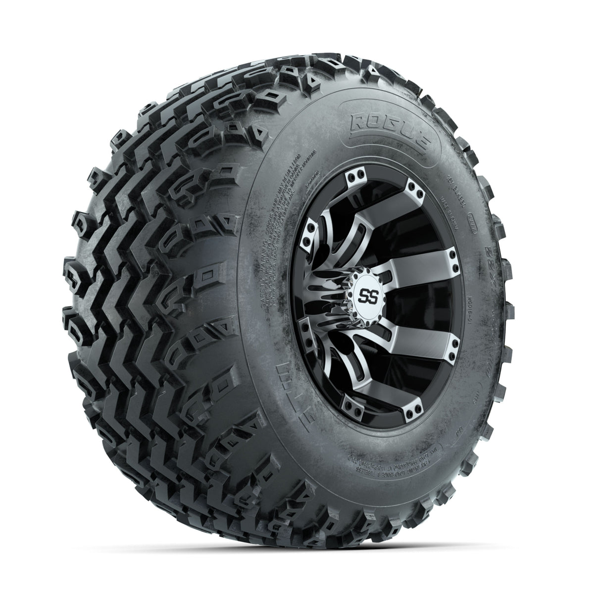 GTW Tempest Machined/Black 10 in Wheels with 22x11.00-10 Rogue All Terrain Tires ‚Äì Full Set