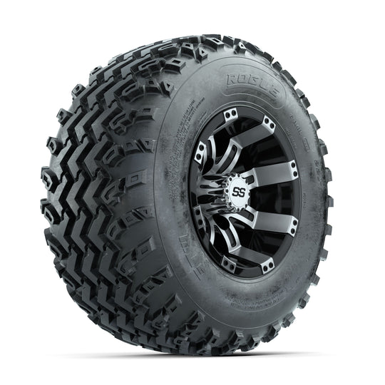 GTW Tempest Machined/Black 10 in Wheels with 22x11.00-10 Rogue All Terrain Tires ‚Äì Full Set