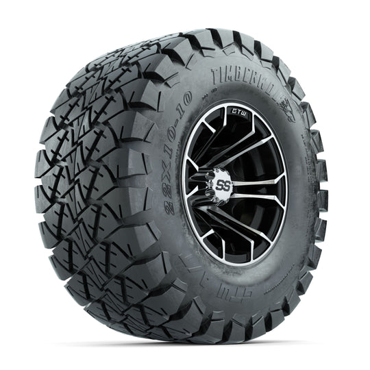 GTW Spyder Machined/Black 10 in Wheels with 22x10-10 Timberwolf All Terrain Tires ‚Äì Full Set