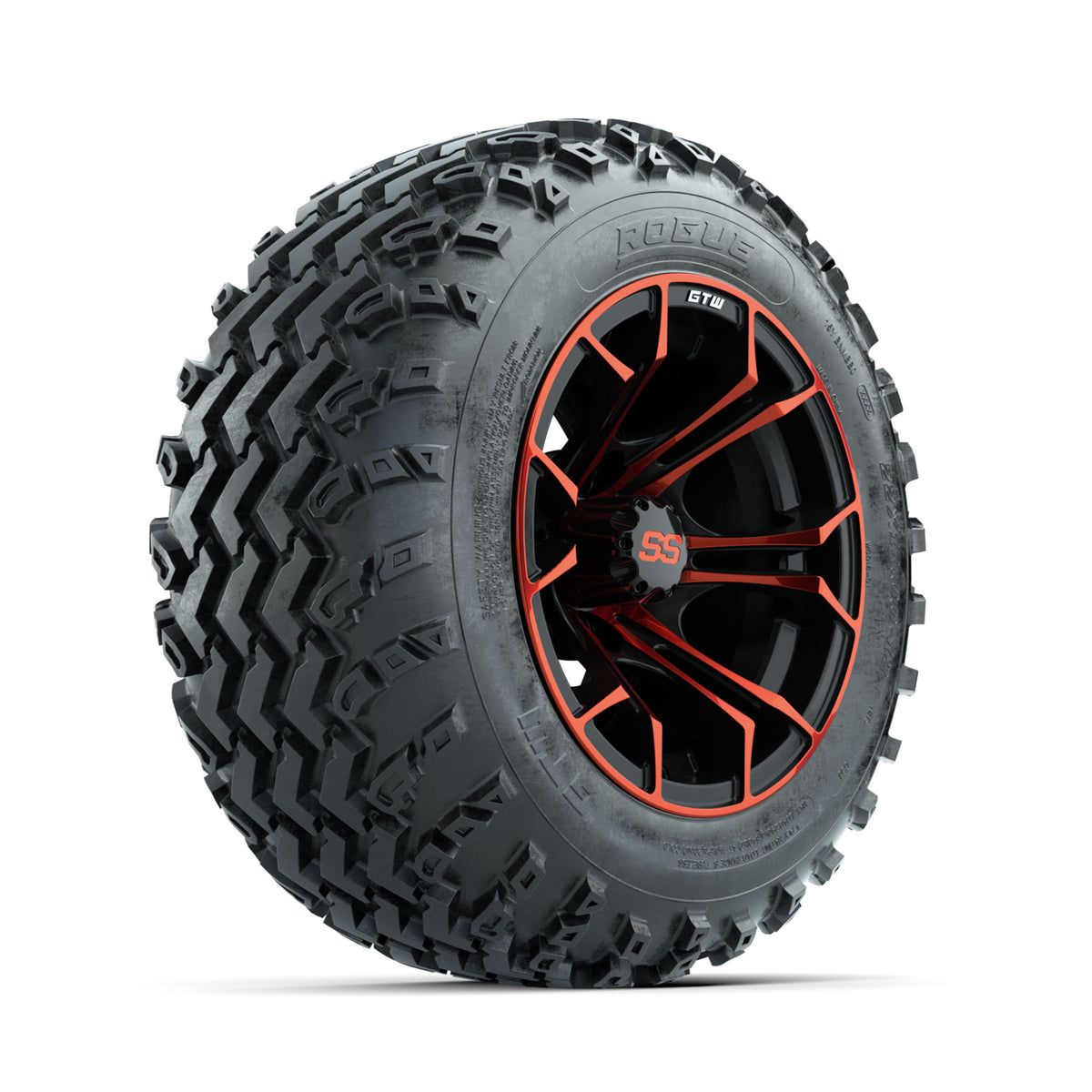 GTW Spyder Red/Black 12 in Wheels with 22x11.00-12 Rogue All Terrain Tires ‚Äì Full Set